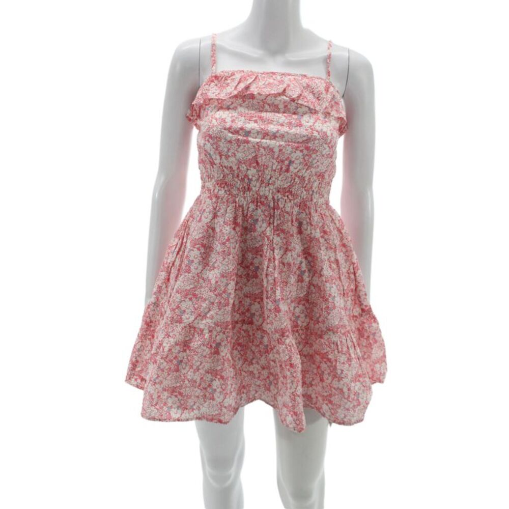 Polo Ralph Lauren Childrens Girls Floral Print Dress Pink Blue Cotton Size 12
